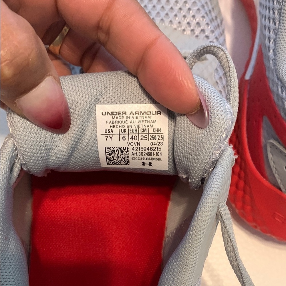 Under Armour Gray and Red Sneakers with Breathable Mesh - Picture 3 of 4